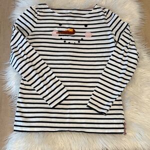 Boden Black and White Striped Long Sleeve Tee